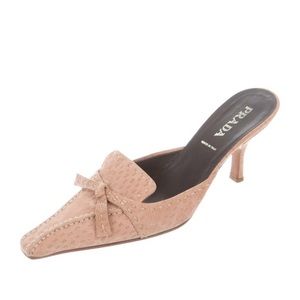 Prada Embossed Pointed-Toe Mules - size 8